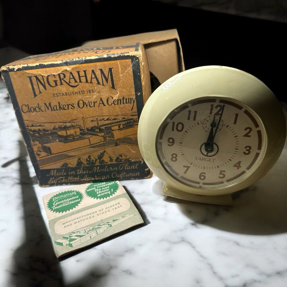 Ingraham Target Clock With Box, Manual Bristol Connecticut CT Read Decription
